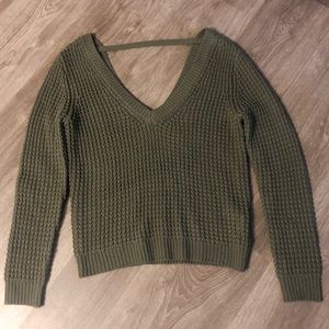 Green Knit V-neck sweater